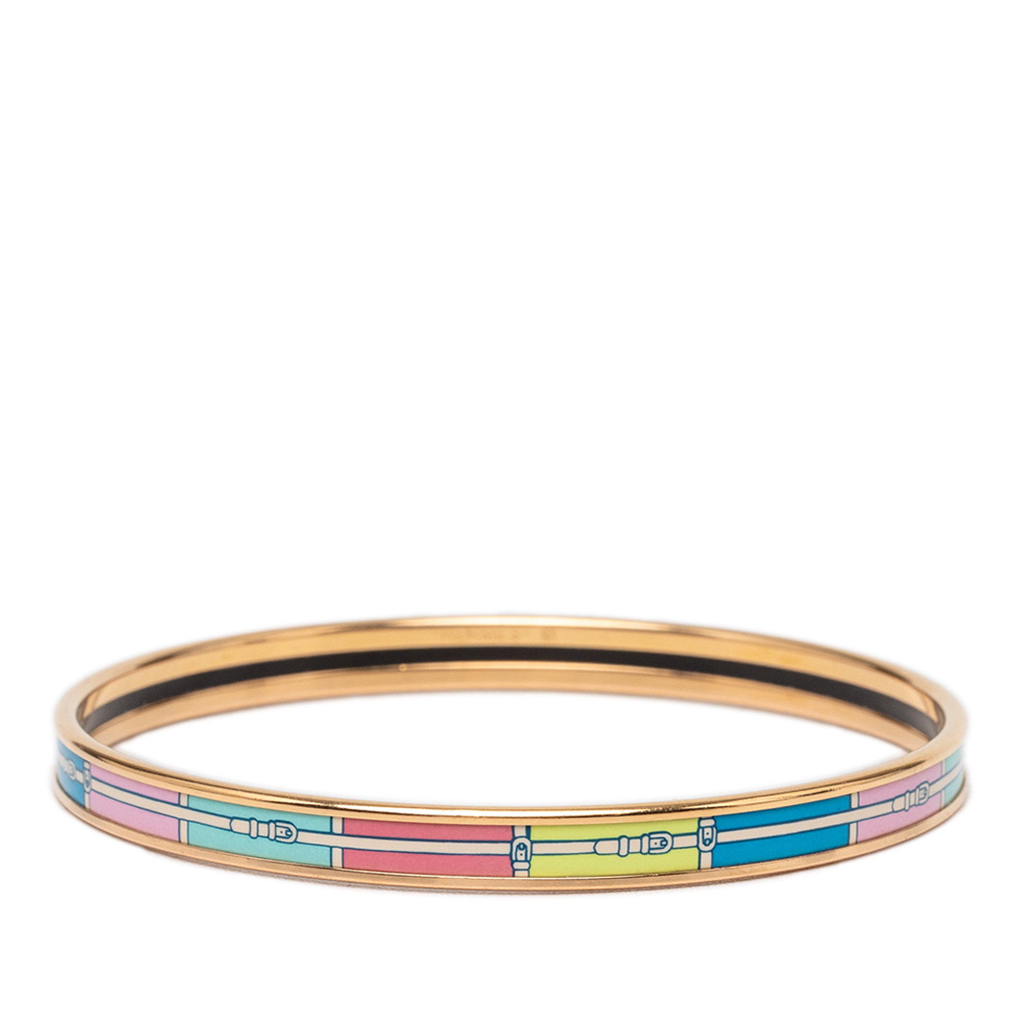 Pre-Loved Hermes Extra Narrow Printed Enamel Uni Bangle